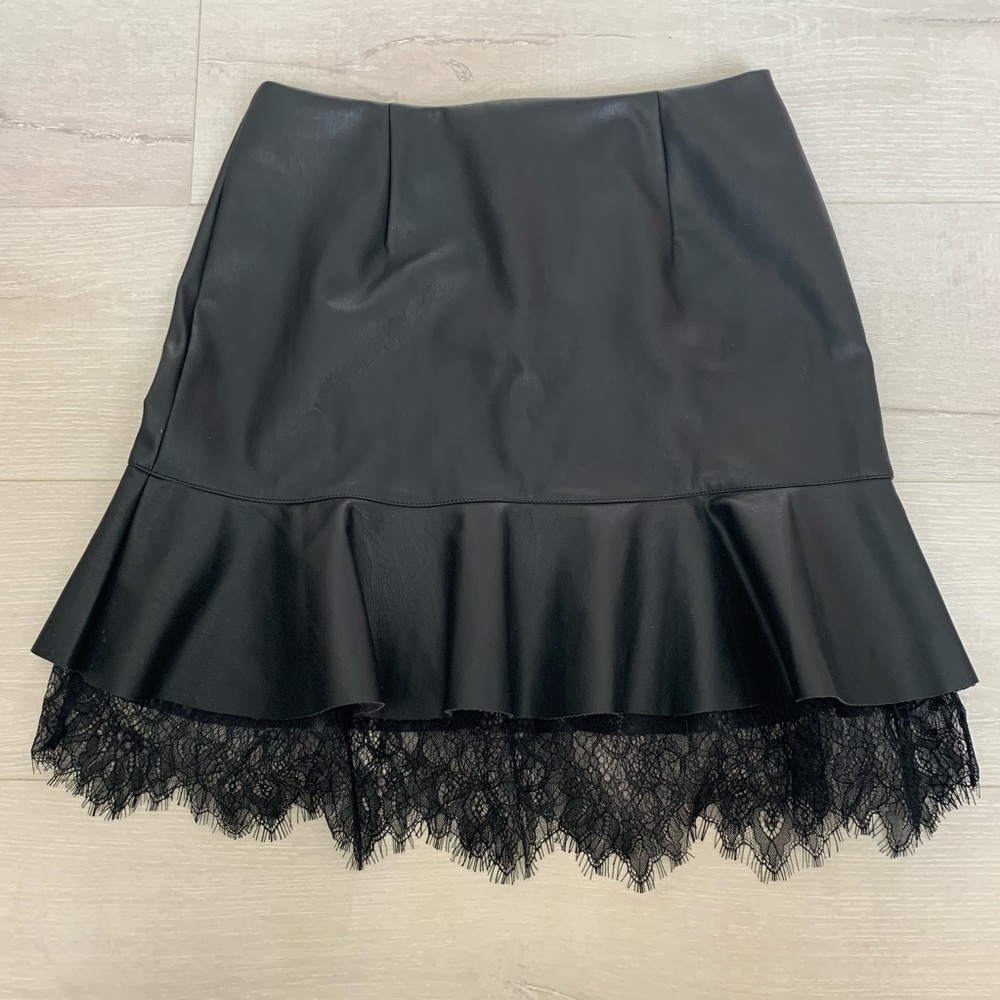 Leather w/lace skirt